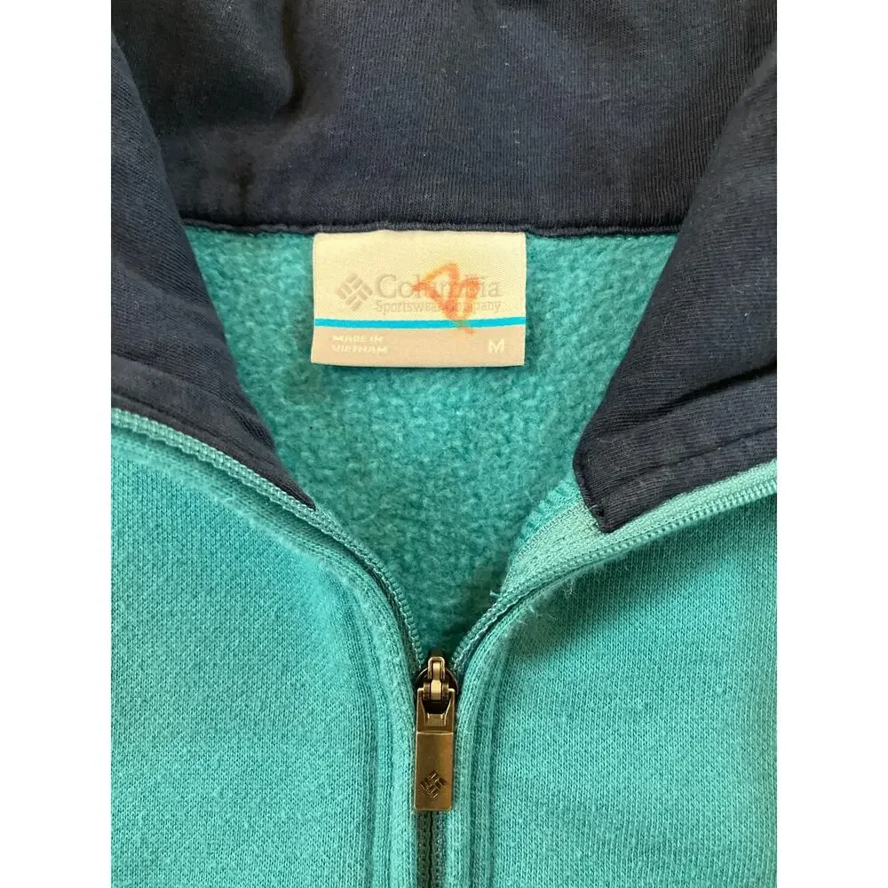 Columbia Men’s M Teal Quarter Zip Pullover Sweatshirt Embroidered Logo